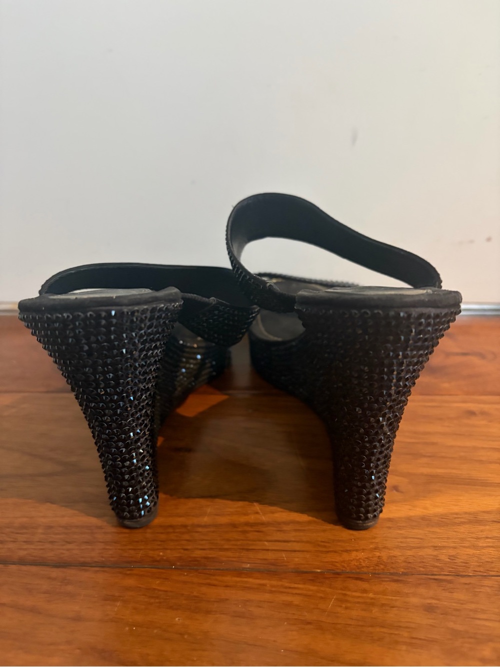 Rene caovilla Black Embellished Two-Strap Women’s wedge - Picture 5 of 8